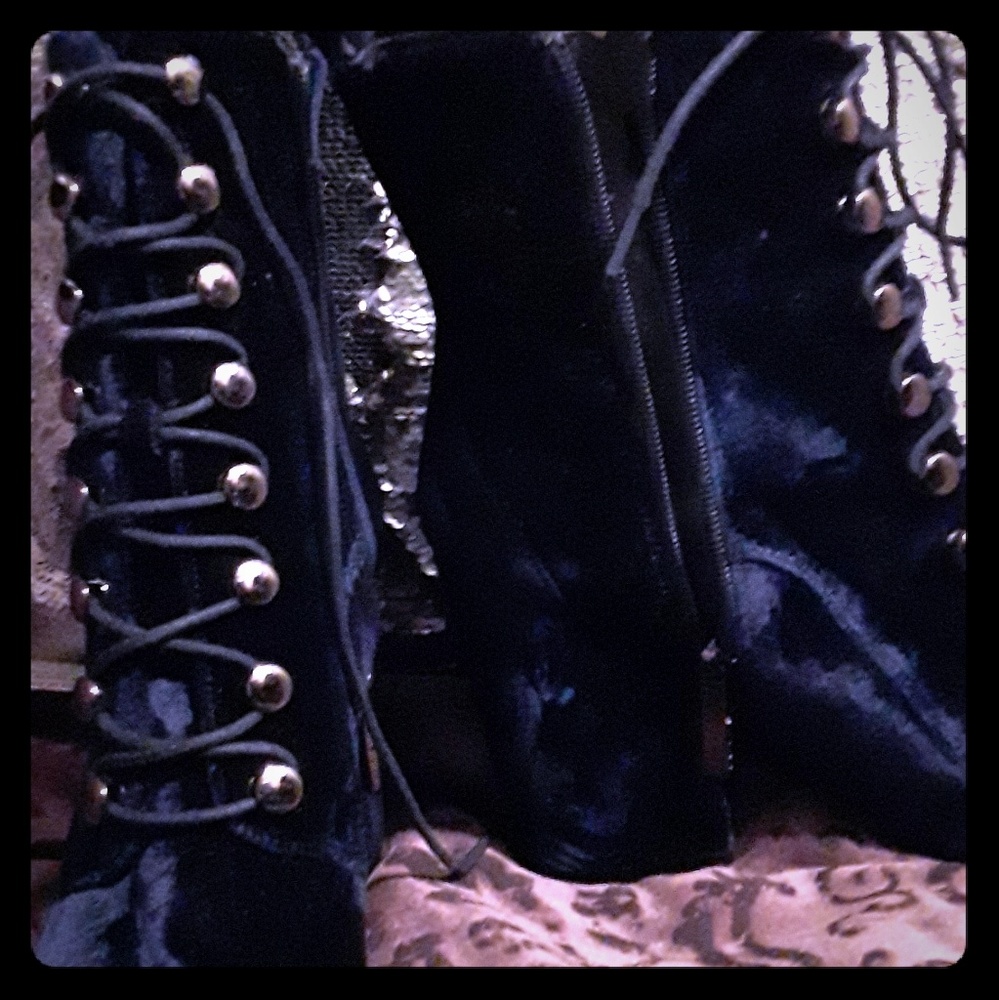 Kendall and Kylie Blue Velvet Boots